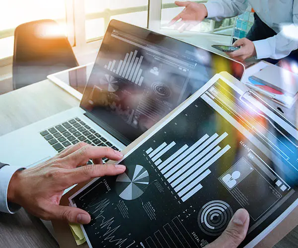 SEO Specialist Working with metrics within his office